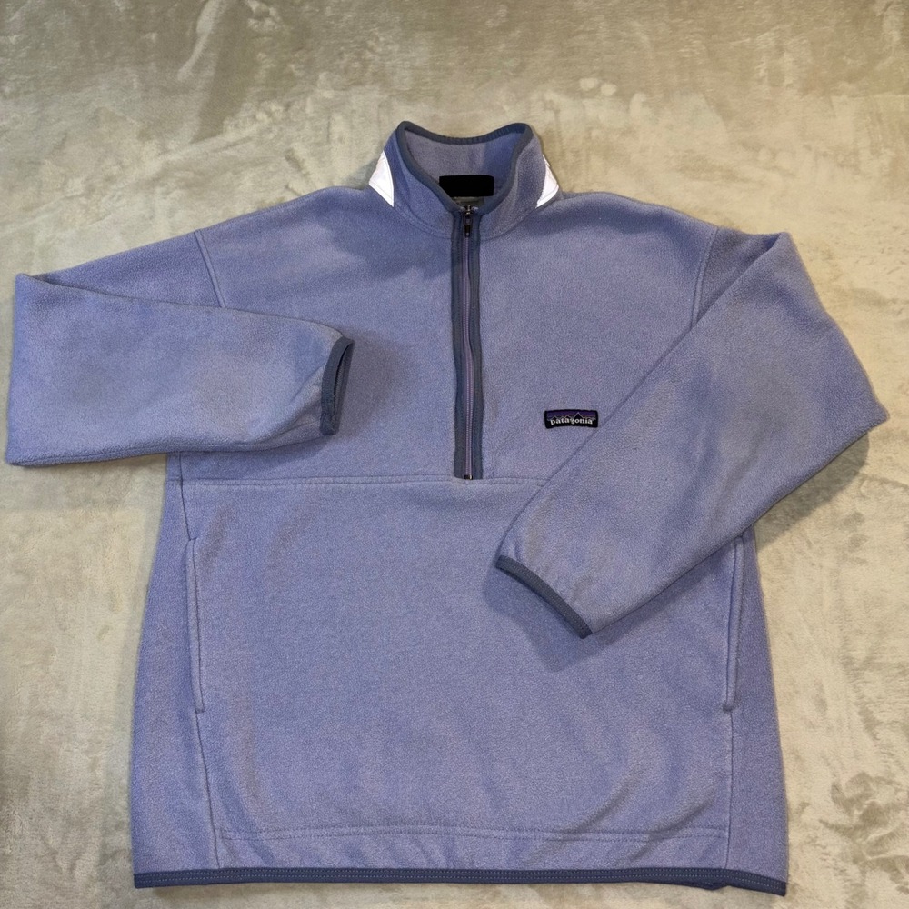 Patagonia Synchilla Fleece Quarter Zip Pullover Blue Kids XL 14 Vintage